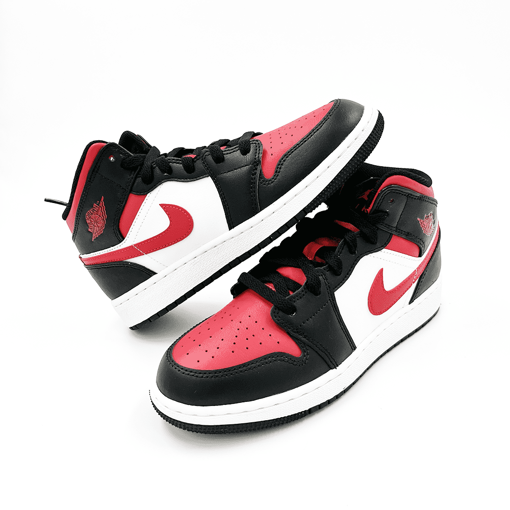 Nike Air Jordan 1 Mid Black Fire Red (GS) - 554725-079 - Sn Supply Solo Sneakers Originali