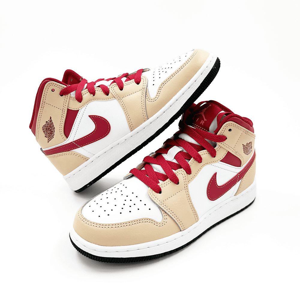 Nike Air Jordan 1 Mid Light Cardinal Curry - 554725-201 - Sn Supply Solo Sneakers Originali