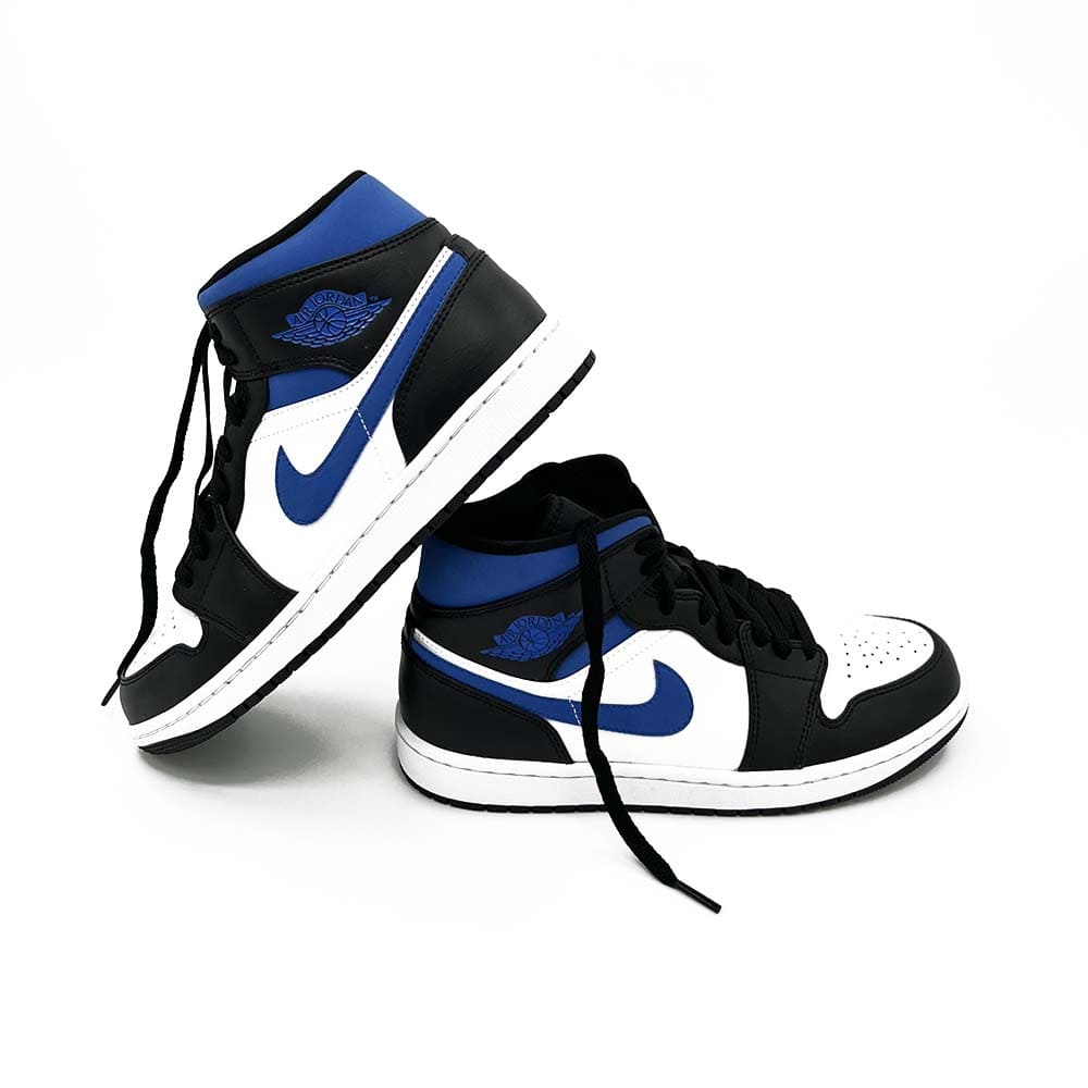 Nike Air Jordan 1 Mid White Black Racer Blue - 554725-140 - Sn Supply Solo Sneakers Originali