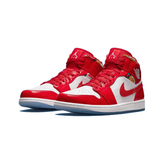 Nike Air Jordan 1 Mid Barcelona Sweater Red Patent - DC7294-600 - Sn Supply Solo Sneakers Originali