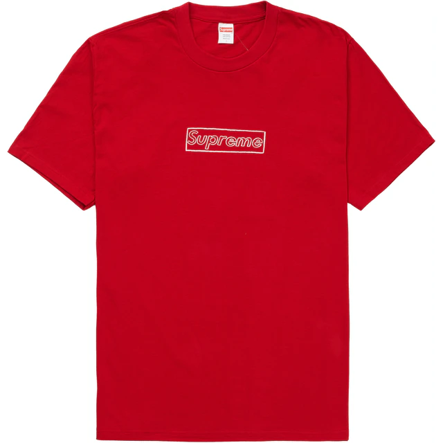 Supreme KAWS Chalk Logo Tee Red - Sn Supply